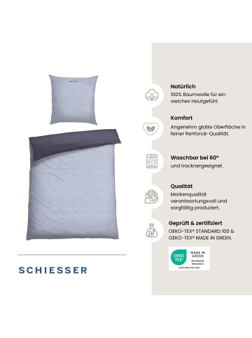 Schiesser Renforcé-Bettwäsche-Set Doubleface - Blau