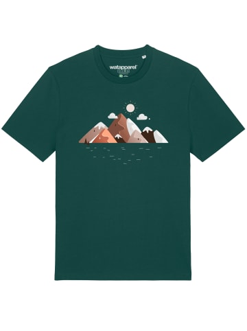 wat? Apparel T-Shirt Mountains & Moon in Dunkelgrün