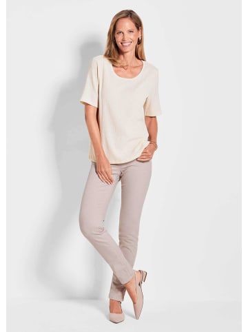 GOLDNER Kurzgröße:  Shirt Braunes Halbarm-Oberteil in stein