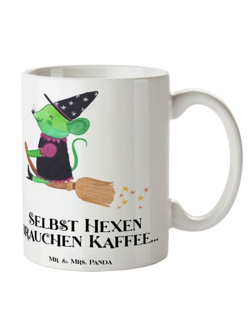 Mr. & Mrs. Panda Kaffeetasse Halloween-Hexen Kaffee mit Spruch in Weiß