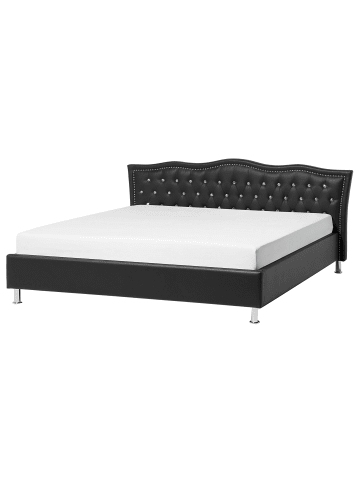 Beliani Doppelbett METZ in Schwarz/Silber - (W) 209 x (H) 103 x (L) 215 cm