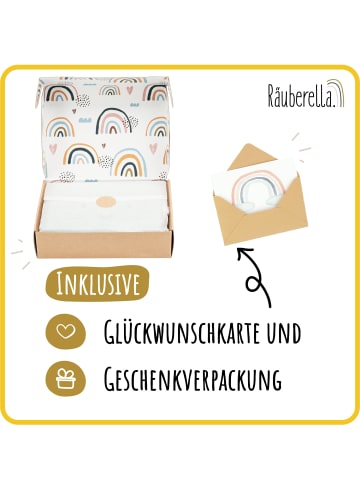Räuberella Baby Geschenkset Schmusetuch Hase, Holz-Beißring & Halstuch in Ocker - 10x10 cm