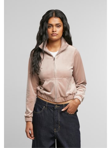 Urban Classics Urban Classics Ladies Short Velvet Track Jacket in duskrose