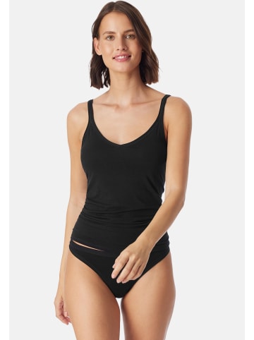 Schiesser Spaghetti Top Personal Fit in Schwarz / creme