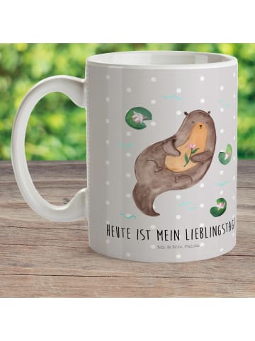 Mr. & Mrs. Panda Haferl Otter Seerose mit Spruch in Grau Pastell