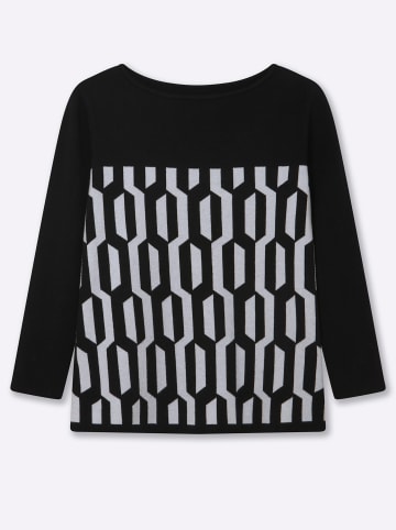 sheego Pullover in schwarz-ecru-gemustert