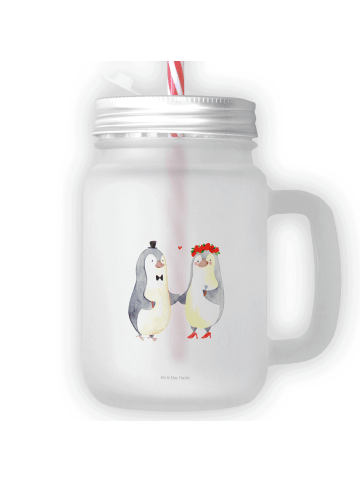 Mr. & Mrs. Panda Glas Pinguin Heirat ohne Spruch in Transparent