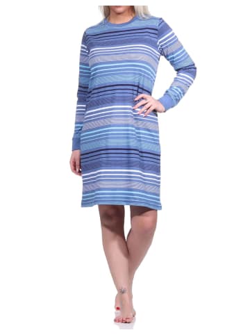 NORMANN Nachthemd langarm Bündchen Streifen - 76170 in blau-melange