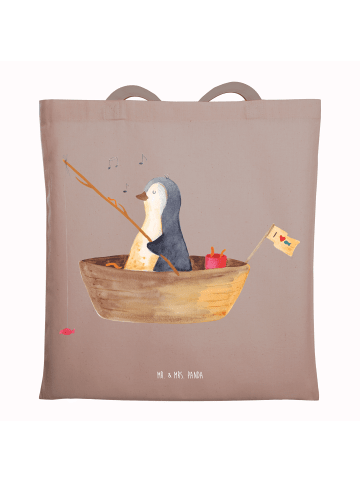 Mr. & Mrs. Panda Tragetasche Pinguin Angelboot ohne Spruch in Braun Pastell