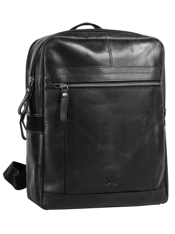 Sansibar Rucksack echt Leder in schwarz