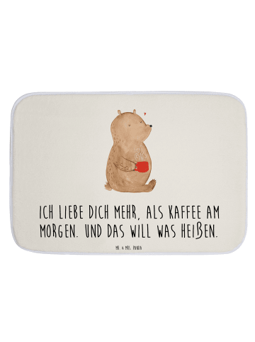Mr. & Mrs. Panda Badezimmerteppich Bär Morgenkaffee mit Spruch in Weiß
