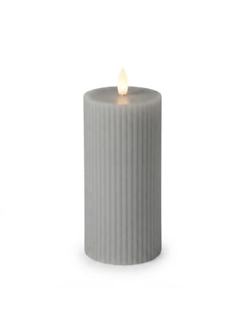 relaxdays 4 x LED Kerzen in Hellgrau - (H)18 x Ø 7,5 cm