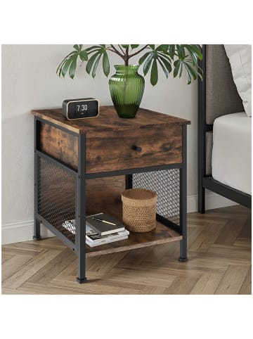 tectake Nachttisch Killarney 45 x 46 x 55,5 cm, Industrial Holz dunkel, rustikal