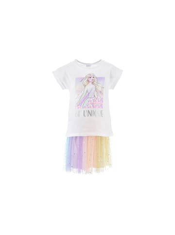 Disney Frozen 2tlg. Outfit: Sommer-Set Anna und Elsa  T-Shirt und Tüll-Rock in Weiß