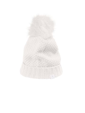CASH-MERE.CH Mütze mit Bommel in Weiss
