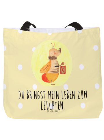 Mr. & Mrs. Panda Shopping Bag Glühwürmchen mit Spruch in Gelb Pastell