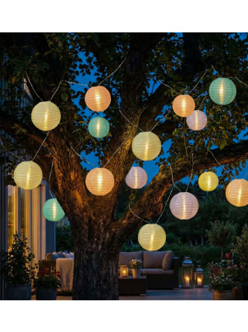 MARELIDA LED Lichterkette LAMPIONS 15 XL Lampions Timer L: 7m pastellfarben