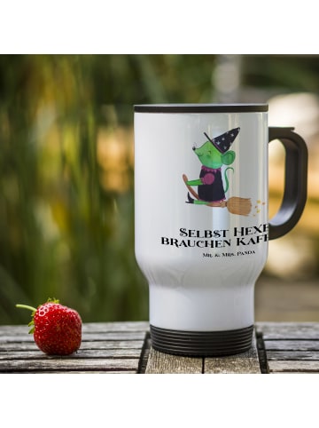 Mr. & Mrs. Panda Thermobecher Halloween-Hexen Kaffee mit Spruch in Weiß
