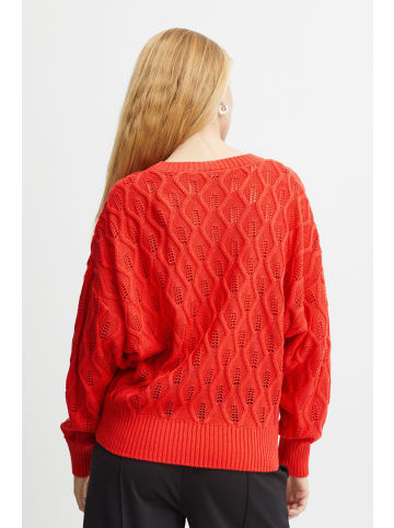 ICHI Strickpullover IHMARNAS LS2  - 20118080  Strickpullover mit Strukturmuster in Rot