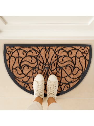relaxdays Fußmatte "Ornament" in Natur/ Schwarz - 100 x 60 cm