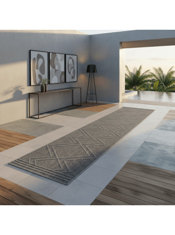 KADIMA DESIGN Teppich Outdoor Waschbar Boho CORTINA Strapazierfähig OEKO-TEX Balkon in Grau
