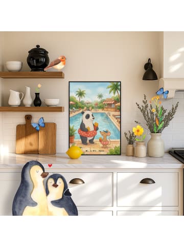 Mr. & Mrs. Panda Bild Panda Schwimmbad Pommes Design ohne Spruch in Weiß