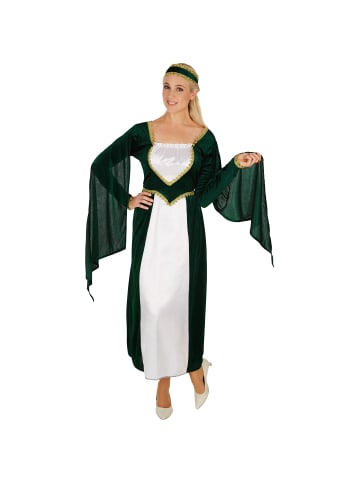 tectake Wundervolles, langes Burgprinzessinnen-Kleid, grün/weiß