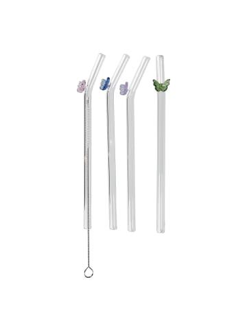 Butlers Trinkhalm-Set LONG DRINK Schmetterling in Durchsichtig