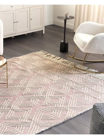 Beliani Kurzflor ADANA in Rosa/Weiß - (W) 200 x (H) 1 x (L) 300 cm