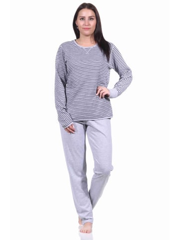 NORMANN Wende Pyjama langarm Schlafanzug - 70867 in grau