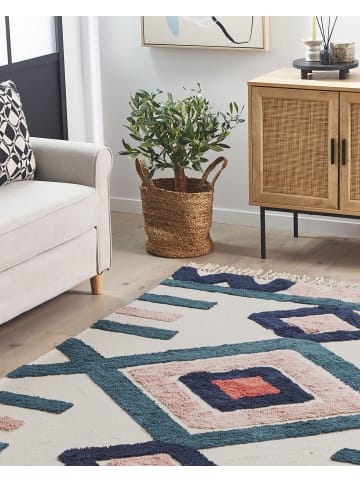 Beliani Kurzflor KOZLU in Bunt/Blau/Beige - (W) 140 x (H) 1 x (L) 200 cm