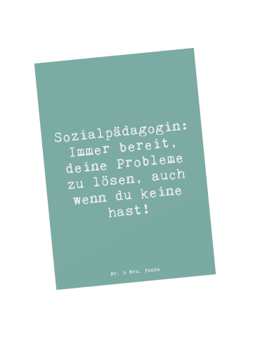 Mr. & Mrs. Panda Postkarte Spruch Sozialpädagogin Helferherz mit... in Meeresbrise