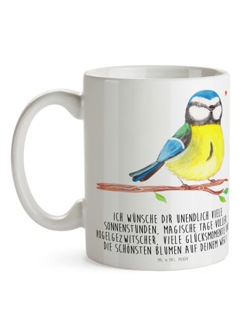 Mr. & Mrs. Panda Becher Vogel Blaumeise mit Spruch in Weiß