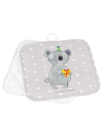 Mr. & Mrs. Panda 2er Set Topflappen  Koala Geschenk ohne Spruch in Grau Pastell