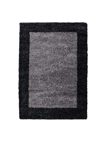 KADIMA DESIGN Teppich Hochflor Shaggy Waschbar Bordüre RHEIN Strapazierfähig in Anthrazit