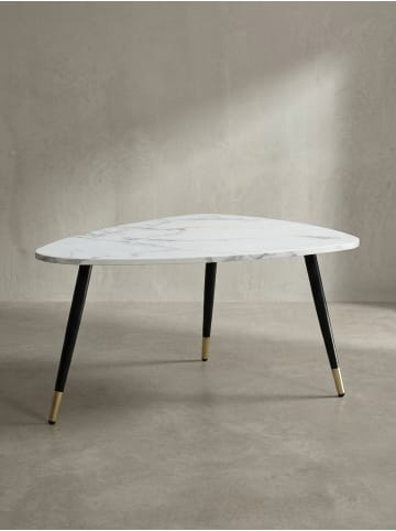 KADIMA DESIGN Couchtisch 90x60x41 cm mit Marmor Optik , Dreibein in Weiß
