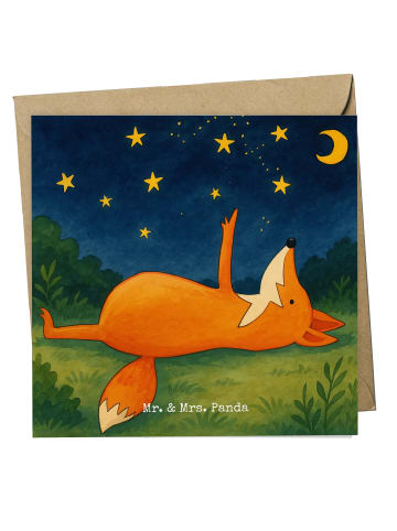 Mr. & Mrs. Panda Grußkarte Fuchs Sterne Design ohne Spruch in Weiß