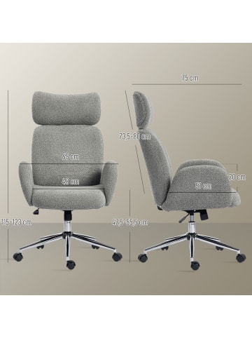 HOMCOM Bürostuhl in Dunkelgrau 75L x 65B x 123H cm