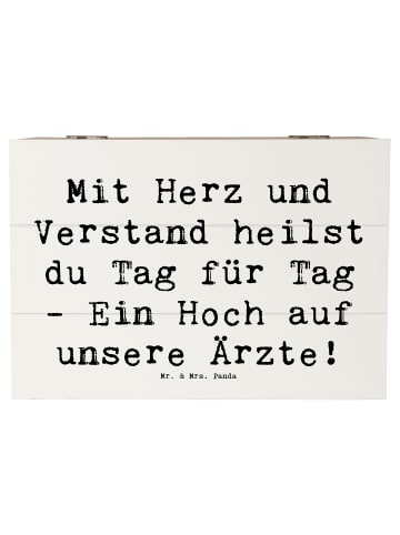 Mr. & Mrs. Panda Holzkiste Spruch Arzt Herz Verstand mit Spruch in Weiß