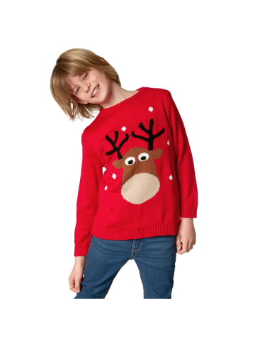 tectake Strickpullover für Kinder in roter, weißer und brauner Farbe, rot