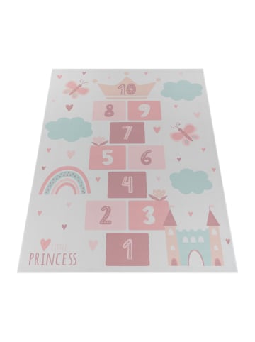 KADIMA DESIGN Kinderteppich waschmaschinenwaschbar Prinzessinnen‑Hüpfkästchen in Creme