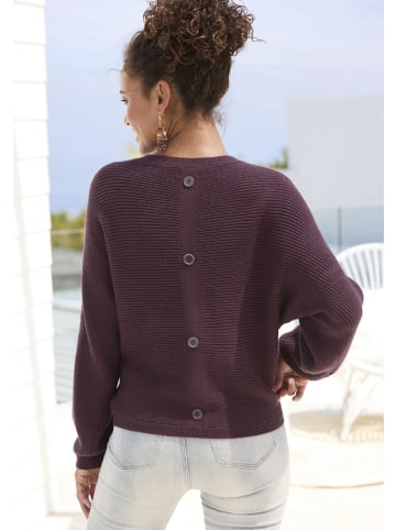 LASCANA Rundhalspullover in burgunder