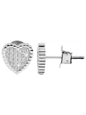 Adeliás Damen Ohrstecker Herz aus 925 Silber mit Zirkonia in silber