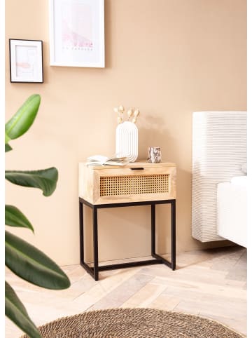 FineBuy Nachttisch in Braun / Mango / 50x30x60