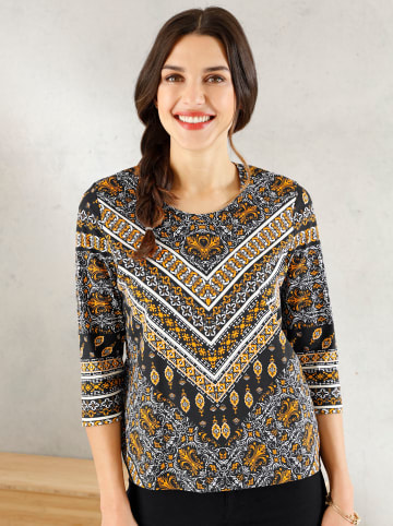 Sieh an! Shirt in schwarz-gelb-gemustert