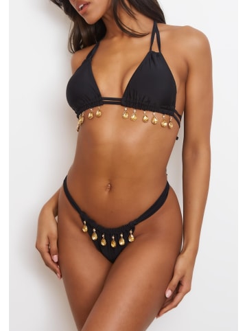 Moda Minx Bikinihose Selene Droplet Rouched Fixed Bikini Bottom in Black