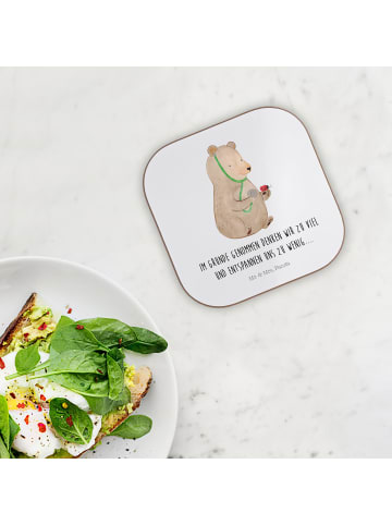 Mr. & Mrs. Panda Untersetzer für Gläser Bär Arzt mit Spruch in Weiß