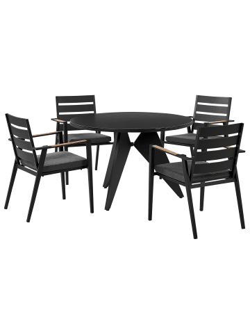 Beliani 5-tlg Gartentisch Set OLMETTO/TAVIANO in Schwarz/Grau/Braun