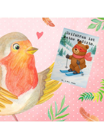 Mr. & Mrs. Panda Grußkarte Hase Skifahren Design mit Spruch in Weiß