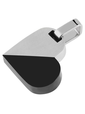 Adeliás Damen Anhänger – Herz Herzanhänger aus Edelstahl in schwarz